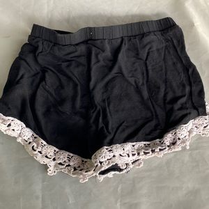 Soft black and white lace shorts scrunchy waist